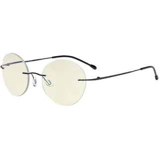 Eyekepper Randlose Gleitsichtbrille Multifokus-Lesebrille Blaulichtfilter Runde Retro-Lesebrille für Damen Herren - Schwarz +1.50