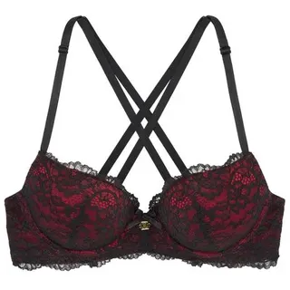 JETTE Push-up-BH Damen schwarz-rot Gr.70A