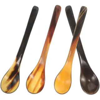 IMIKEYA 4 Stück Horn Eierlöffel: Getränke Rührlöffel Hornlöffel Kaffee Rührlöffel Espressolöffel Kaffee Rührstäbchen Eistee Löffel Hornlöffel - 18 cm Lange