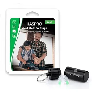 HASPRO Work Soft Ohrstöpsel - Weiches Silikon, dreilagiges Design, bequem & wiederverwendbar für DIY-Projekte, Rasenmähen, Bohren, Polieren, Werkstatt - Lärmschutz mit Aufbewahrungskoffer,