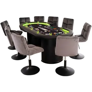 Home Deluxe Pokertisch inkl. Pokerkoffer und 8 Stühlen LAS VEGAS - Für 9 Personen