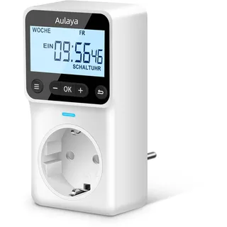 Zeitschaltuhr Digital Deutsche Ausführung Steckdose mit 25 konfigurierbaren Wochen- Tages- und Minuten Programmen, Neu aufgerüsteter Groß LCD Display Digitale Elektrische Zeitschaltuhr 3680W-1 Pack
