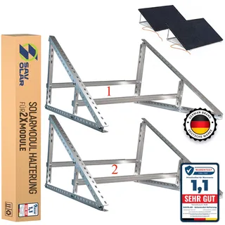 SAVOLAR Solarmodul Halterung 2 Stück, Aluminium & Edelstahl, Wandmontage, für Balkonkraftwerk bis 117cm, verstellbarer Winkel 0-90°, kompatibel mit Solarmodulen 100W-600W Breite