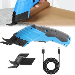 Papierschneider, 3.6V Elektrische Schere 1500mah Kartonschneider Multi-Cutter Akkuschere Elektrische Schneiderschere Stoffschere für Papier Pappe Teppich Leder Filz Kunststoff (Gesamt 2 Klingen)
