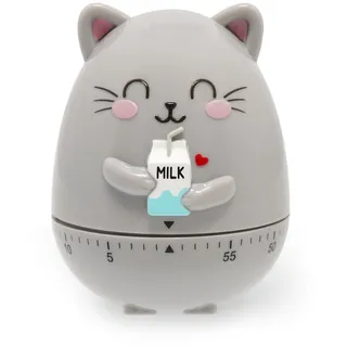 Legami Küchentimer Kitty 60 Minuten 6 cm Grau