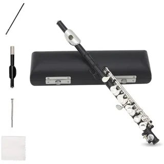 C Flute Piccoloflöte Edelstahl Schülerflöte Piccoloflöte Kupfer Instrument C Querflöte Piccolo Vernickelt Querflöte Flöte Set mit PU Lederbox Reinigungstuch Stab für Anfänger Übungen Geschenk