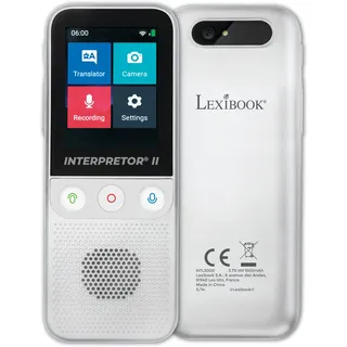 Lexibook Interpretor 2-137 Sprachen Instant Sprachübersetzer, Mehrsprachig Übersetzer, Fotoübersetzung, Memo-Übersetzung, Sprechen, Kopfhöreranschluss, WLAN und Offline,