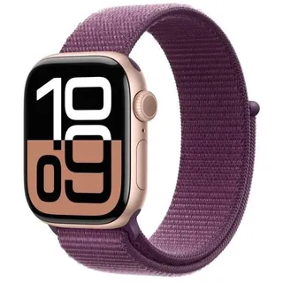 Apple Watch Series 10 GPS 42 mm Aluminiumgehäuse roségold Sport Loop pflaume