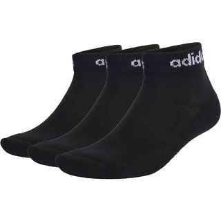adidas Unisex Kinder Think Linear Ankle Socks 3 Pairs, Black/White, 7-8 Years