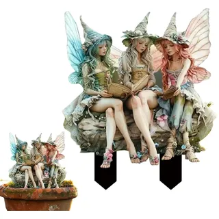Fee Statue Gartendeko Ornament Miniatur Feen Figuren Blumentopf Pfähle Aus Acryl, Elfen Gartenfiguren Blumentopf Dekoration Für Drinnen Und Draußen, Dekorative Gartenkunst