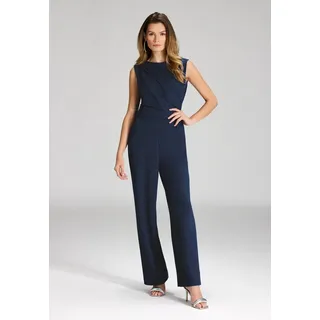 SWING Jumpsuit - Jumpsuit aus Crepe Jersey mit Drapierung Oberteil in figurbetonter Passform blau 46