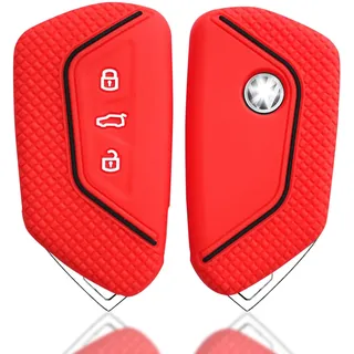 Kesiku Vw Schlüsselhülle für Vw Skoda Octavia Golf 8 7 5 MK 4 Tarraco Ateca Cupra Formentor Seat Ibiza Leon Schlüssel, Cupra Formentor Schlüsselcover TPU, Golf 8 Schlüsselhülle Silikon - 3 Tasten Rote