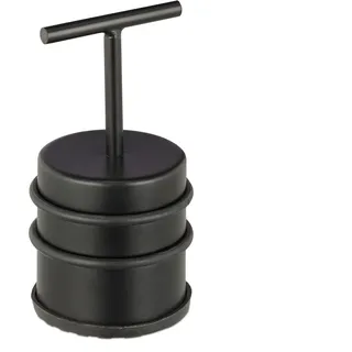 Relaxdays Türstopper mit Griff, Tür & Fenster, hoch, rund, Innenbereich, Gummi, Edelstahl Bodenpuffer, ∅7 cm, schwarz