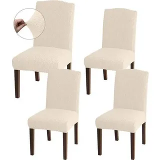 Stuhlhussen Jacquard Bezüge Esszimmerstühle Passform Set von 4 Beige