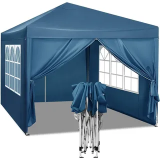 Woltu Faltpavillon 3 x 2,6 m inkl. 4 Seitenteile Blau