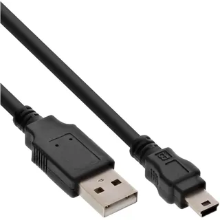 InLine USB 2.0 Mini-Kabel, USB A Stecker an Mini-B Stecker (5pol.), schwarz, 0,5m