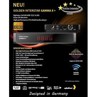 Kabelreceiver DVB-C/T2 Hybrid Linux OS Golden Interstar Gamma X+