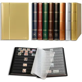 Prophila Collection 64 Schwarze Seiten Briefmarkenalbum Einsteckbuch wattierter goldener Einband