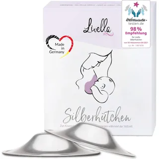 Livella | Silberhütchen aus 999er Silber | Made in Germany | Hilfe bei beanspruchten Brustwarzen | Unterstützt feuchte Regeneration beim Stillen | Wochenbett Stillhütchen (2 Stück) für Brustschutz