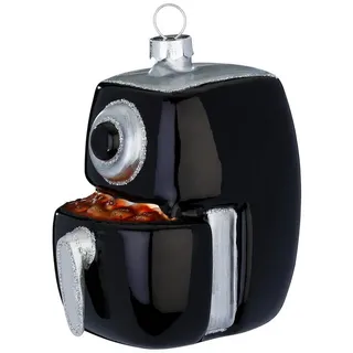 Holly & Jolly Christbaumschmuck, Christbaumschmuck Glas 9,5cm Airfryer Fritteuse Figur Schwarz schwarz