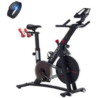 JASPORT Smart Indoor Speedbike S3, leise Heimtrainer, Magnetbremssystem, App mit Trainingskursen, Kinomap & Zwift kompatibel, inkl. Pulsgurt - Schwarz/Weiß
