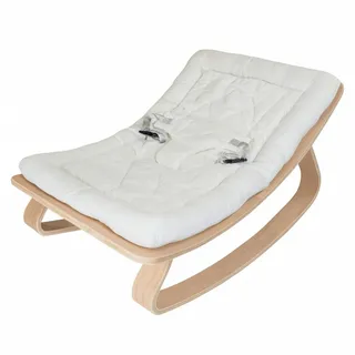 Lemodo Babywippe Holz natur mit 5 cm starker, abnehmbarer Baumwollauflage