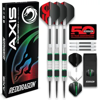 RED DRAGON Darts – Axis Grün Series 24g – 85% Wolfram - Profi Satz Dartpfeile Metallspitze mit Dart Flüge und Schäften