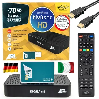 Tivusat Receiver HD mit Karte aktiviert Decoder Tivu SAT TV Italy DigiQuest Q30