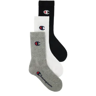 Champion Sportsocken "3 Pack Crew Socks", Mädchen, Gr. 27-30, oxgm, wht, nbk, ns, Obermaterial: 70% Baumwolle, 28% Polyester, 2% Elasthan, Socken Sportsocken, für sportive Aktivitäten, dreiteiliges Set, sportlicher Stil