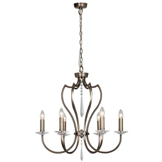 Elstead Lighting Kronleuchter Hängelampe Deckenleuchte Messing Kristalle D 65 cm Bronze 6 Flammig