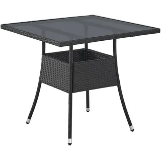 Juskys Polyrattan Gartentisch Yoro Quadratisch Schwarz