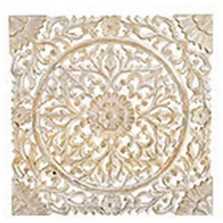 Wanddeko, Weiß, Holz, Mangoholz, 50x50x2 cm, Dekoration, Skulpturen & Dekoobjekte, Wanddeko