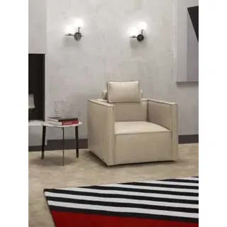 Sessel Einsitzer Luxus 1 Sitz Polster Sitz Design Beige Sitz Leder Prianera Neu