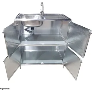 Hti-Living Spüle mit Abtropfläche und Unterschrank 83 x 43 x 0 cm Silber