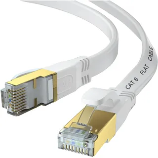 Cat 8 Ethernet-Kabel 1M, 2M, 5M, 10M, 15M, 20M, 30M, 50M, vergoldetes SFTP-LAN-Netzwerkkabel für Internet mit hoher Geschwindigkeit, RJ45 40 Gbit/s 2000 MHz, für Modem/Gaming, schneller als Cat7