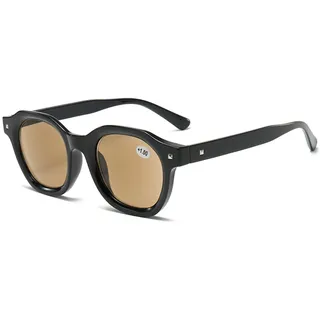 Lanomi Herren Damen Lesebrille mit Sonnenschutz Blaulichtfilter Sonnenbrille Getönte Sonnenlesebrille mit sehstärke Schwarz Rahmen Braun Linse 2.0 - L
