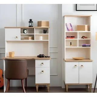 xl moebel gmbh Büro Set Schreibtisch Beige Bücherregal Schreibtische Sekretär Design 2tlg. Neu | beige