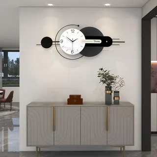 Modern Große Wanduhr Kreativer Minimalistisch Stil Dekorative Wanduhren Leise ohne tickgeräusche Metallrahmen Quarzuhr Leichte Luxus Mode Dekoration für Wohnzimmer Schlafzimmer Büro Küche, 100*39 cm
