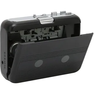 Bluetooth Kassettenspieler, Tragbarer Kassetten Audio Musikplayer, Stereo Kassettenspieler mit 3,5 mm Klinkenkopfhörer, Lautsprecher, Auto Reverse Retro Kassettenspieler (Schwarz)