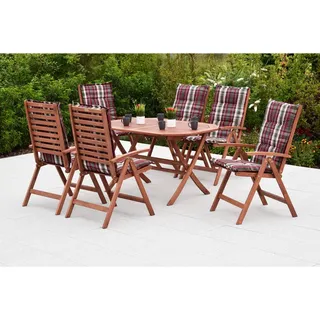 Merxx Borkum Set 13-tlg. 6 Klappsessel inkl. Auflagen Klapptisch 135 x 85 cm