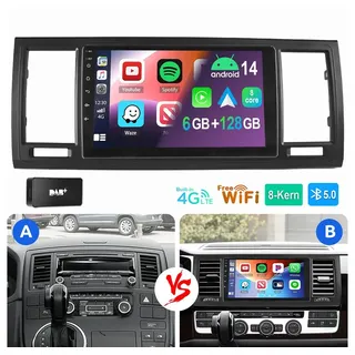 ESSGOO Für VW T6 Transporter Multivan 2016-2019 6+128GB 8-kern Autoradio (Digitalradio (DAB), RDS, FM, AM, Apple Carplay Android Auto Navi WIFI 4G LTE)