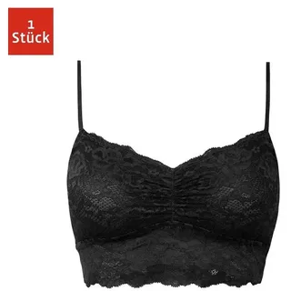 SNOCKS Spitzen BH - Damen Bustier Spitze, Ohne Bügel, Verstellbare Träger, Elastischer Bund - Angenehm Weiche Material, Sinnliches Design - Gr. XS - Farbe Schwarz - XS
