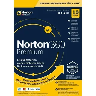 NortonLifeLock NORTON 360 PREMIUM | 10 Geräte | 1 Jahr