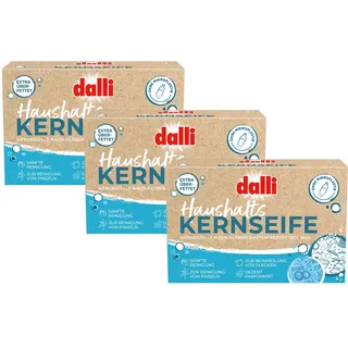 Dalli Haushaltskernseife – 3er Pack (3 x 125 g) in der Faltschachtel – Sanfte Reinigung für Haushalt, Wäsche & mehr