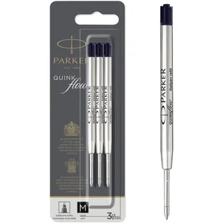Parker Kugelschreiberminen | mittlere Spitze | schwarze QUINKflow Tinte | 3 Ersatzminen für Kugelschreiber