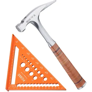 Picard DACHKRONE Set 3 – Picard Ganzstahl-Latthammer Nr. 790 1/2 & Zimmermannswinkel 180 mm mit Bohrlehre