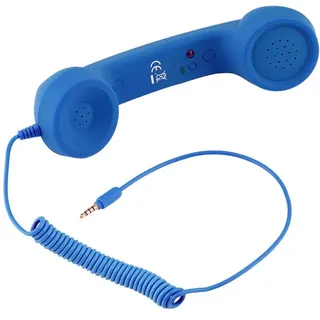 Ghzste Retro 3,5-mm-Telefonhörer, Handy-Hörer-Mikrofon, Retro-Klassiker 3,5-mm-Telefonhörer Mikrofon-Anrufempfänger für Smartphone (Blau)