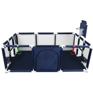 Laufgitter für Kinder mit Saugern, verbesserte Version 2025 Babygehege 300D Oxford-Gewebe, Aktivitätszentrum für Kinder, einfach zu montieren und zu reinigen-180 x 120 x 66 cm (Marineblau)