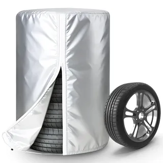 FreeTec Auto Reifentasche, 17-22 Zoll Reifenabdeckung Reifenschutzhülle Aufbewahrung für 4 Reifen, Sonnenschutz Winterabdeckung für Autoreifen Felgenbaum (80 x 117cm) (420D)