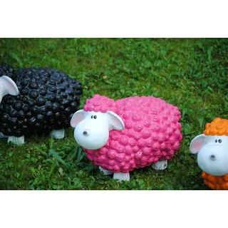 Lustiges Deko Schaf bunt Lamm Rosa Pink L42 cm Tierfigur Gartenfigur Tier